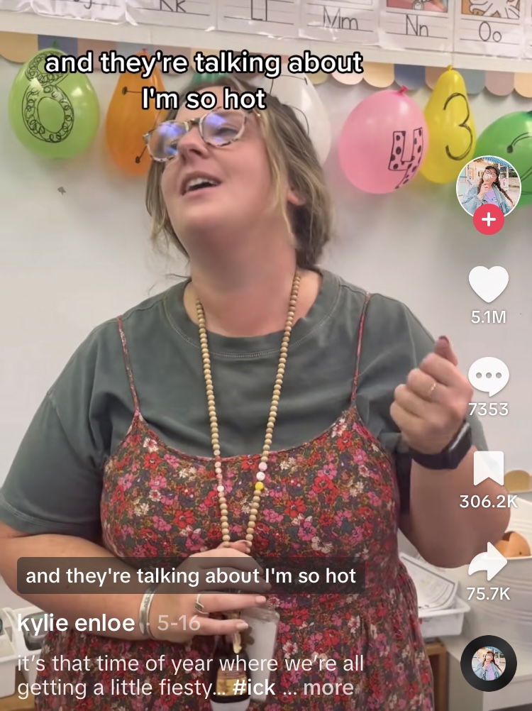 Screenshot of teacher in TIkTok about teacher icks